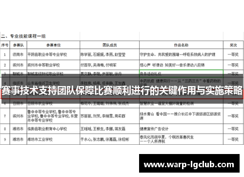 赛事技术支持团队保障比赛顺利进行的关键作用与实施策略 赛事技术支持团队保障比赛顺利进行的关键作用与实施策略